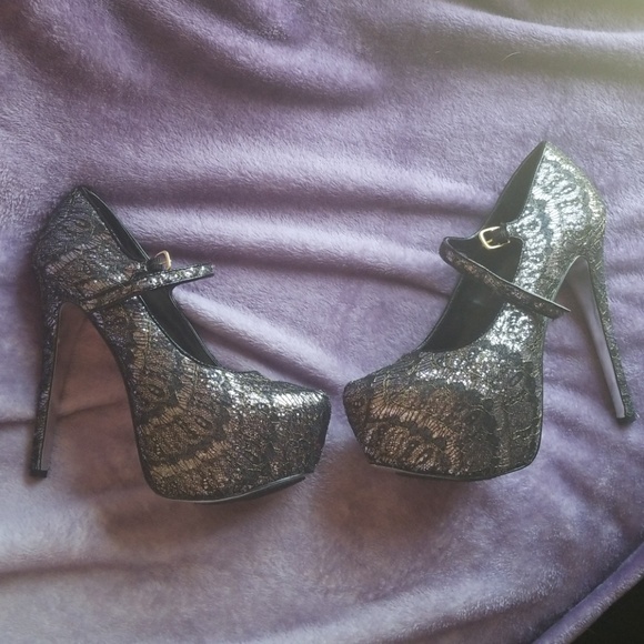Glitter lace high heels - Picture 1 of 5